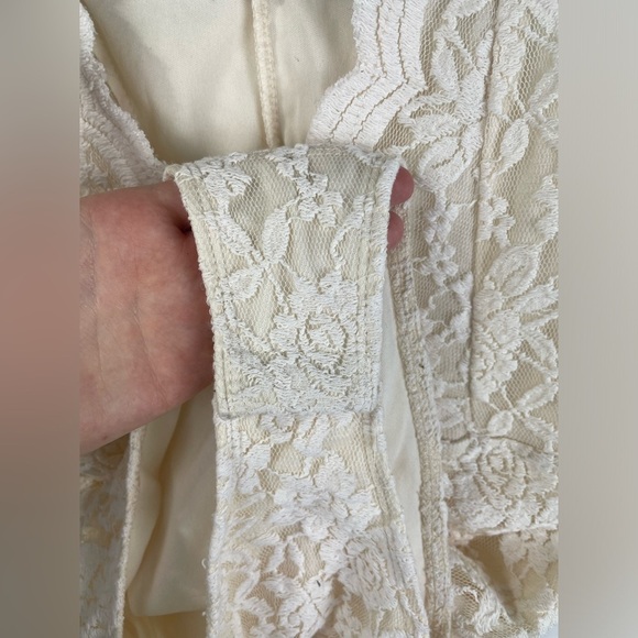 Dina Be Cream Mesh Lace Crochet One Piece V-Neck Sleeveless Bodysuit L Women’s - Picture 7 of 10